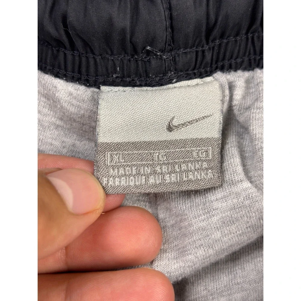 Nike Mens XL Black Nylon Jersey Lined Track Pants White Piping Zipper Cuffs